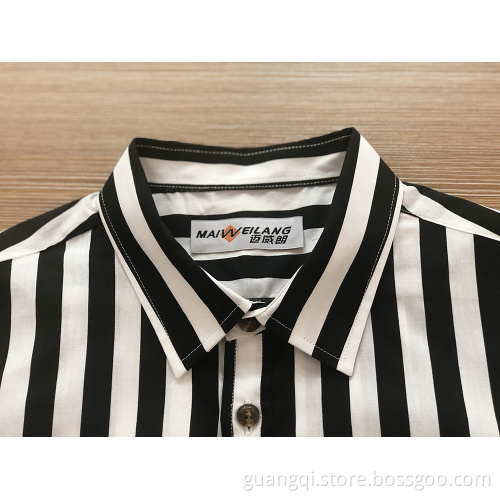Fashion yarn dyed stripe short sleeve kids shirt
